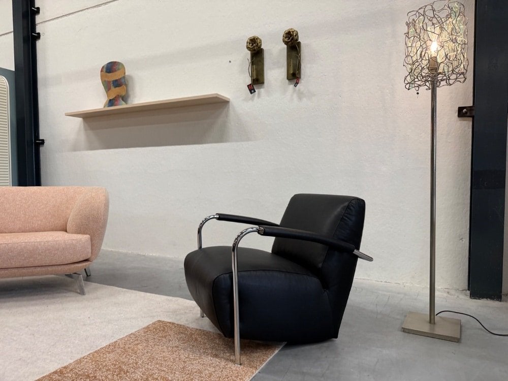 Nieuw Leolux Scylla fauteuil zwart Noli leer design stoel, Huis en Inrichting, Fauteuils, Leolux, Info@leolux.nl, Nieuw, Ophalen of Verzenden