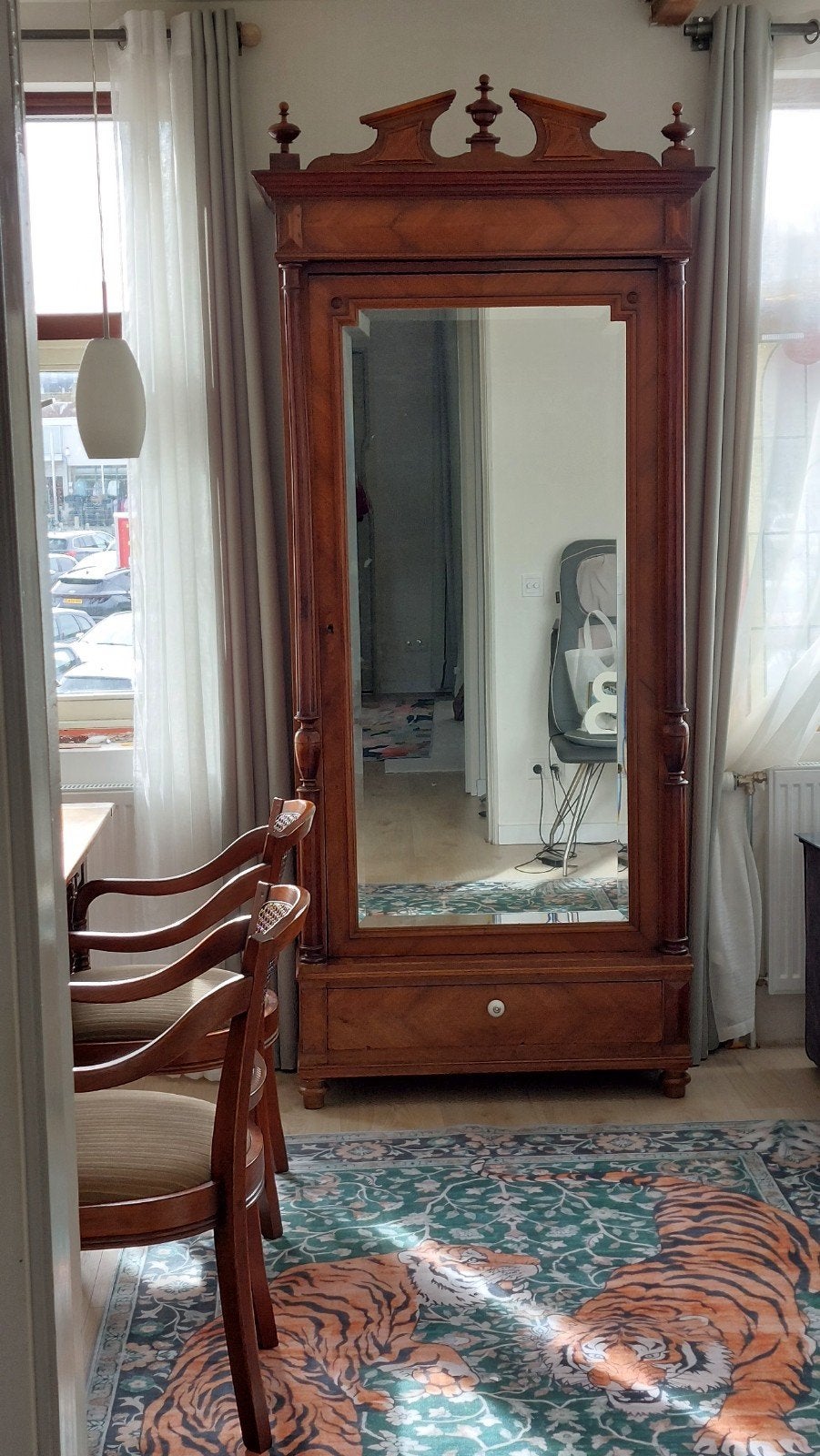 Antieke Biedermeier Kast met Facetgeslepen Spiegel, Antiek en Kunst, Antiek | Meubels | Kasten, Ophalen