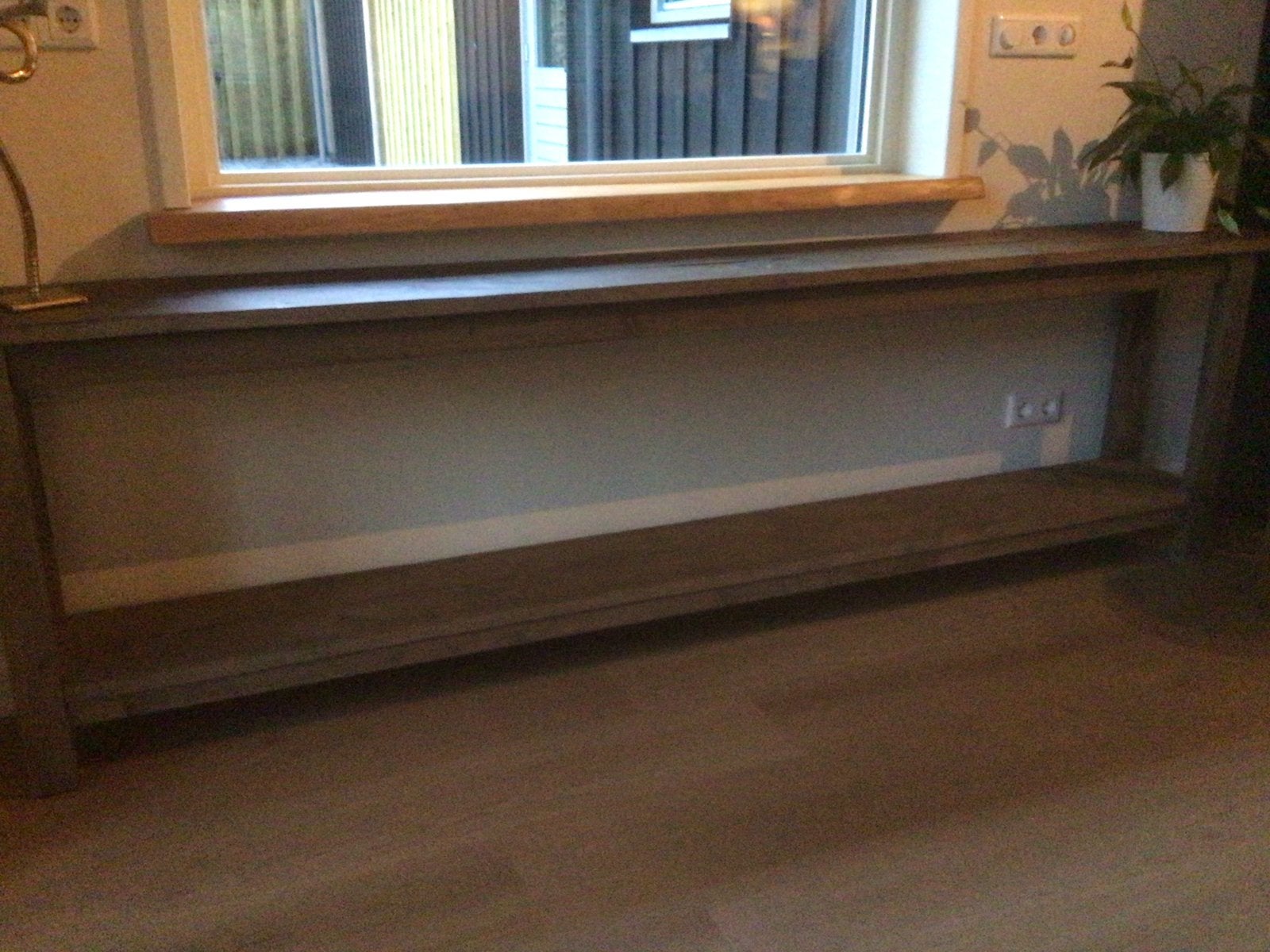 Smalle sidetable van antiek grenen - 275x30 cm, Ophalen