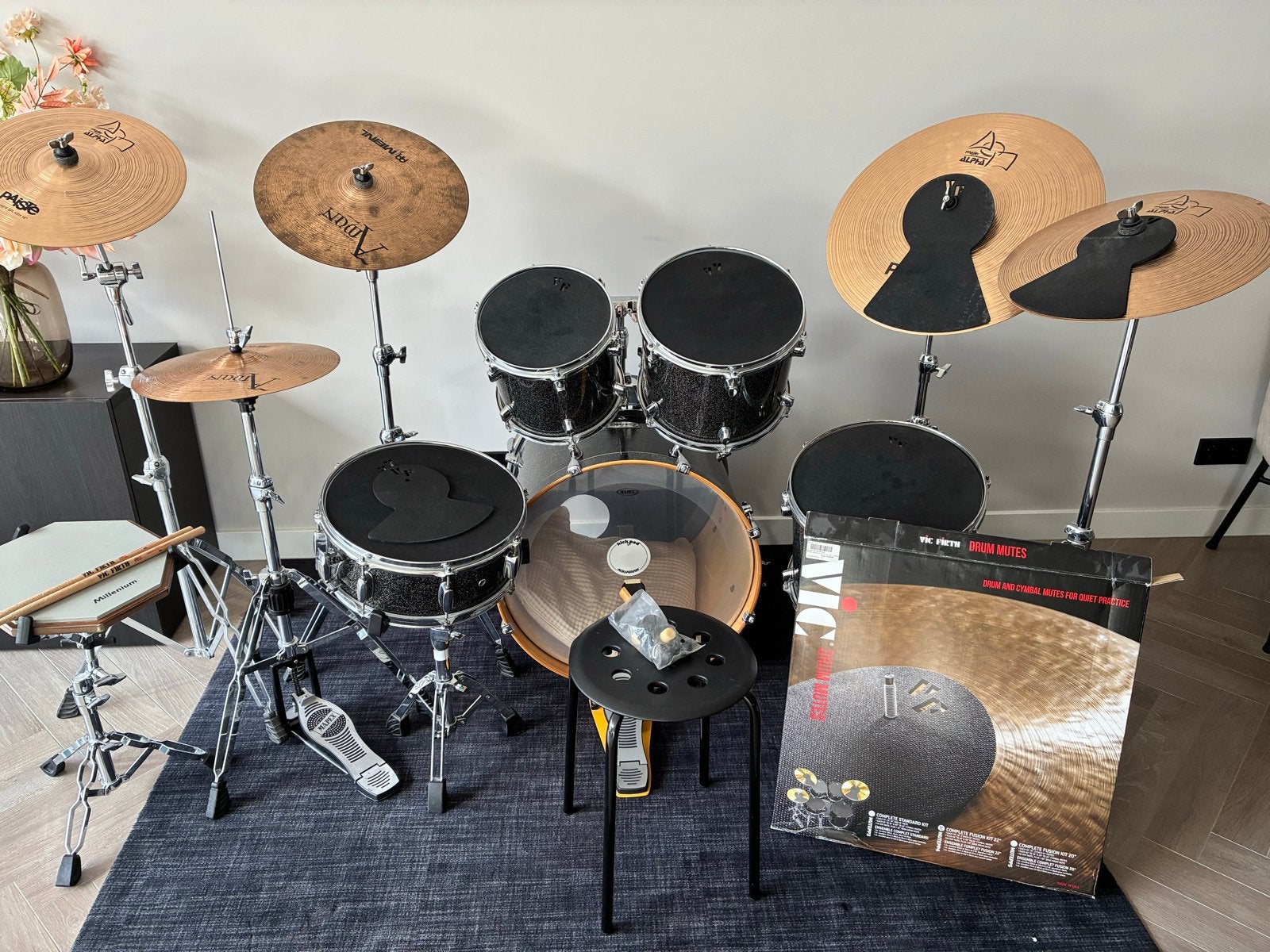 Mapex drumstel met Paiste en Meinl bekkens, Muziek en Instrumenten, Ophalen, Gebruikt, Overige merken