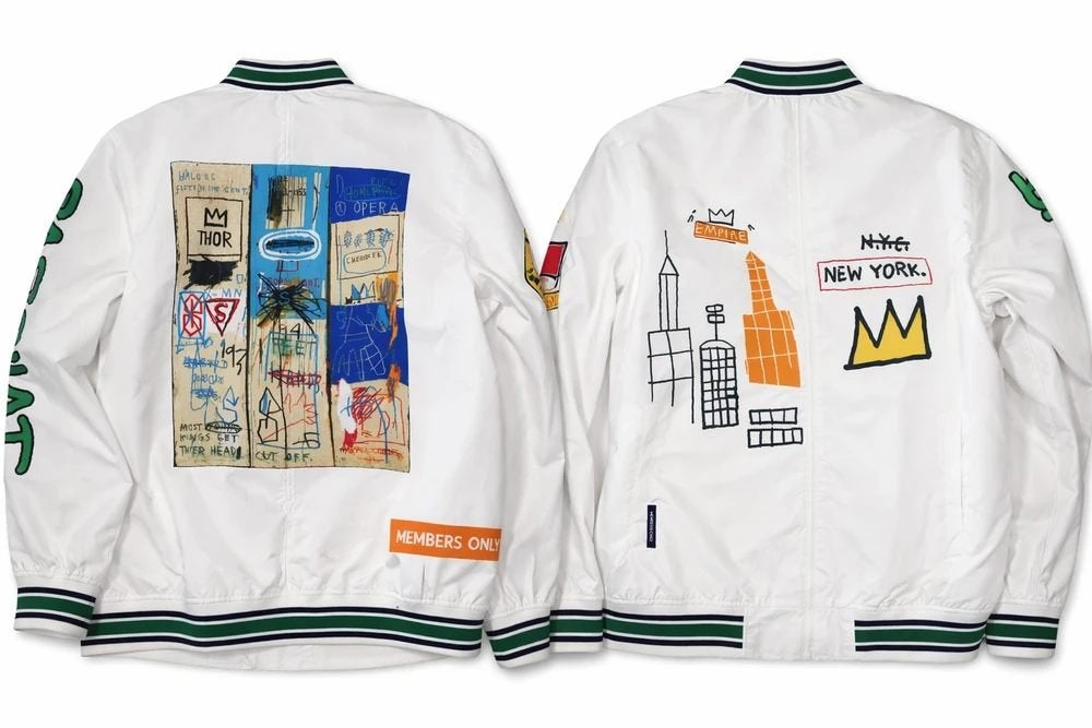 MEMBERS ONLY x JEAN- MICHEL BASQUIAT White Bomber Jacket -, Ophalen of Verzenden, Zo goed als nieuw, Wit