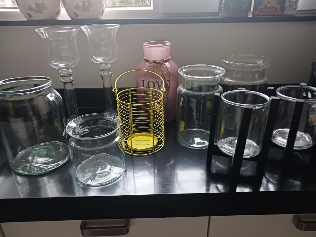 Gratis ophalen, partij windlichten, windlichten, glas, Huis en Inrichting, Woonaccessoires | Kandelaars en Kaarsen, Ophalen of Verzenden
