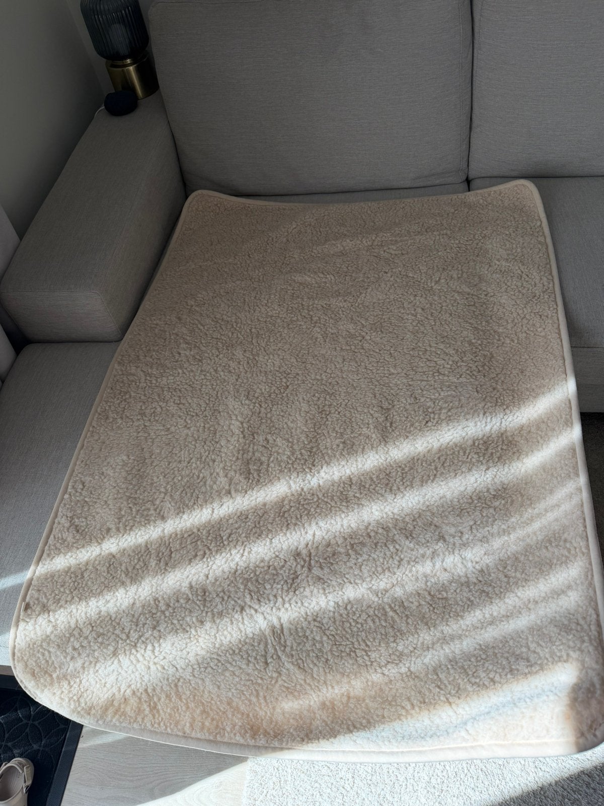KICO Label Baby Deken Tumbled – 100% Merinowol, Handgemaakt, 140 cm, Zo goed als nieuw, Beige