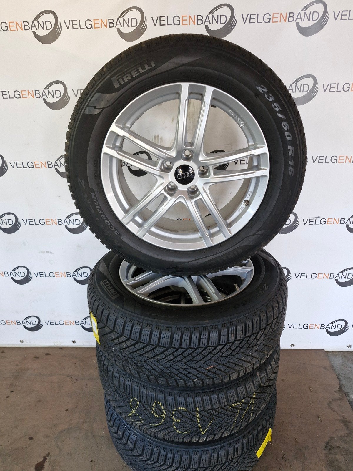 Winterset Audi Q5 235 60 18 5x112 66.5 Pirelli TMPS winter, Auto-onderdelen, Banden en Velgen, 18 inch, Gebruikt, ., Banden en Velgen