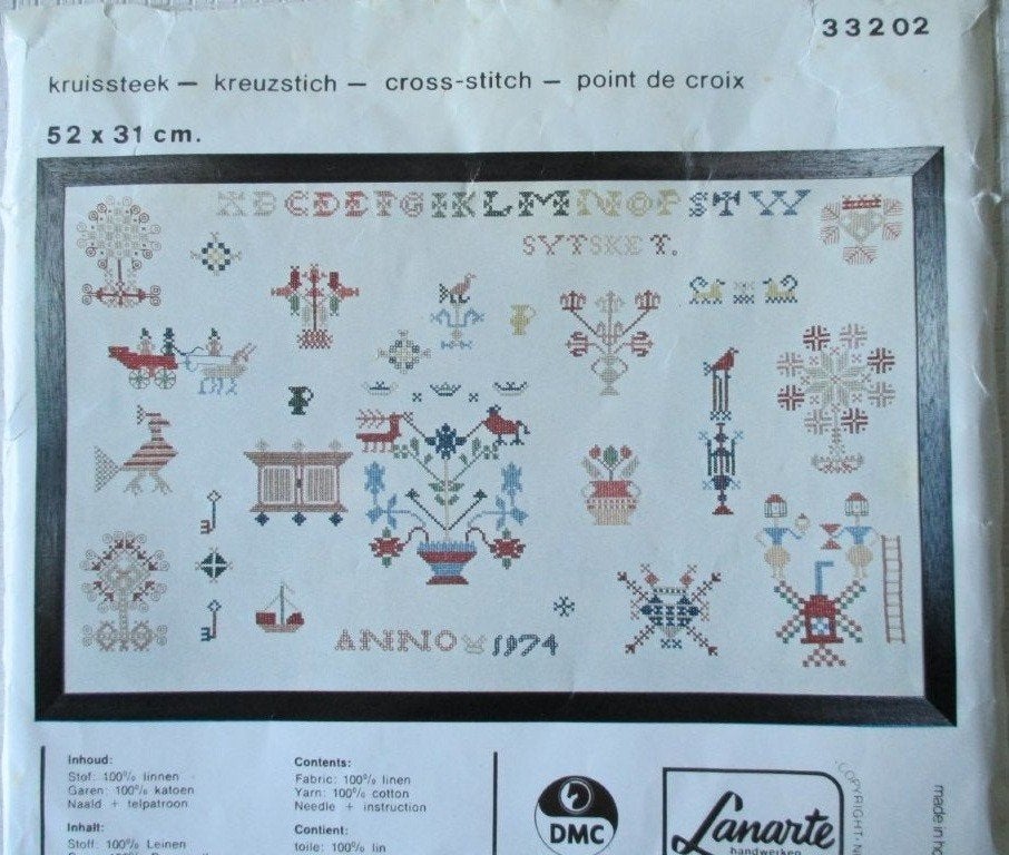 Borduurpakket,Lanarte Merklap,1974/33202,Borduren,Kruissteek, Verzenden, Zo goed als nieuw, Patroon