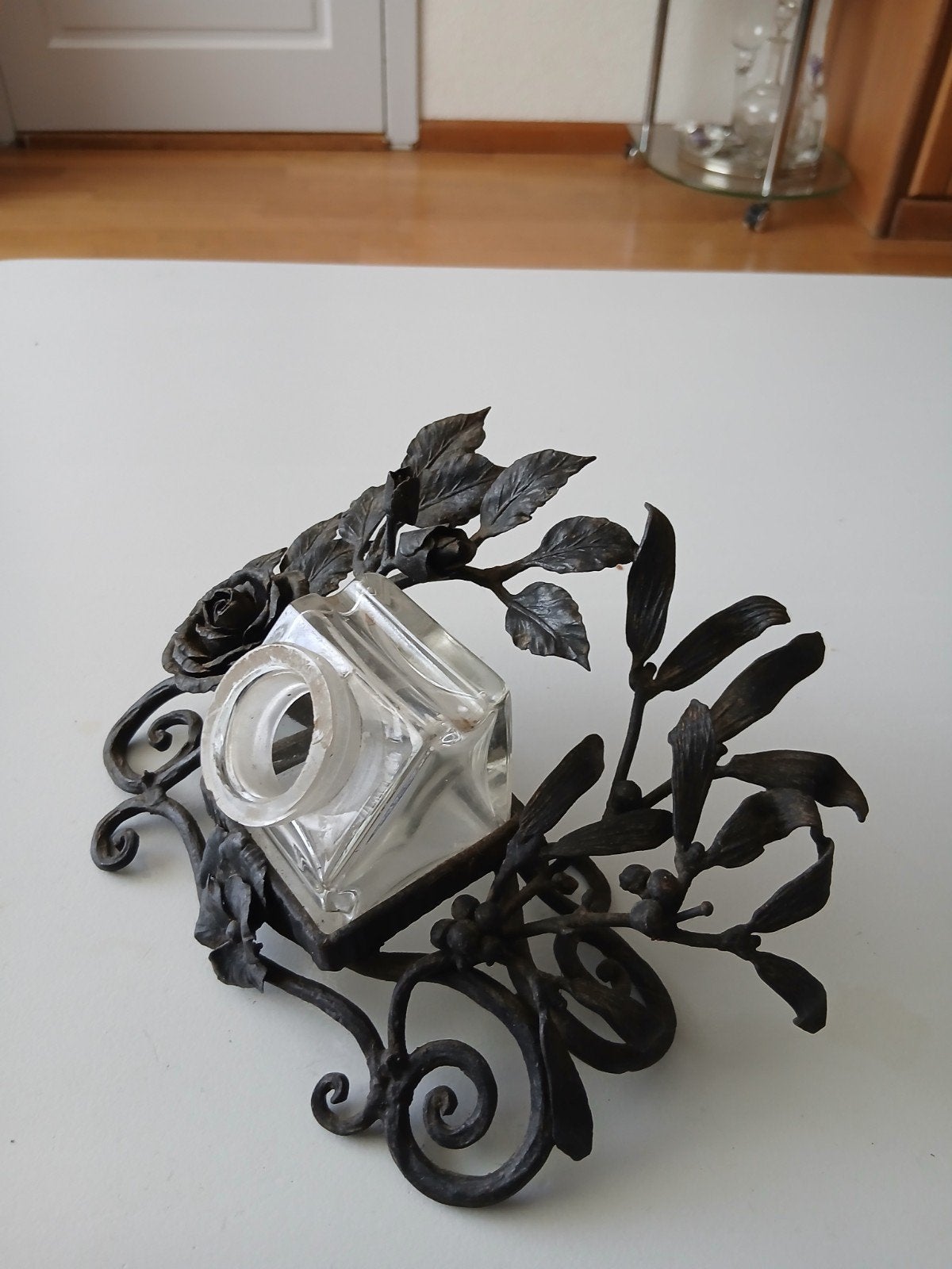 L.van Boeckel smeedijzer? inktpot rozen takken art nouveau, Antiek en Kunst, Ophalen of Verzenden