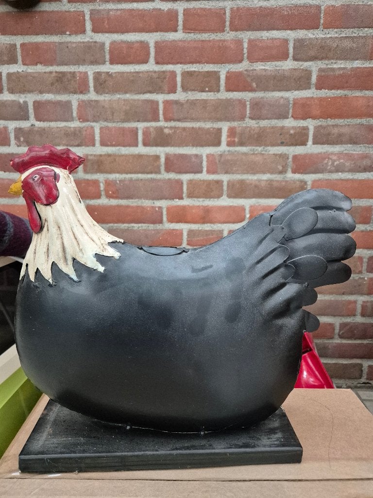 Metalen kip spaarpot, Ophalen, Zo goed als nieuw, Meerkleurig, Metaal