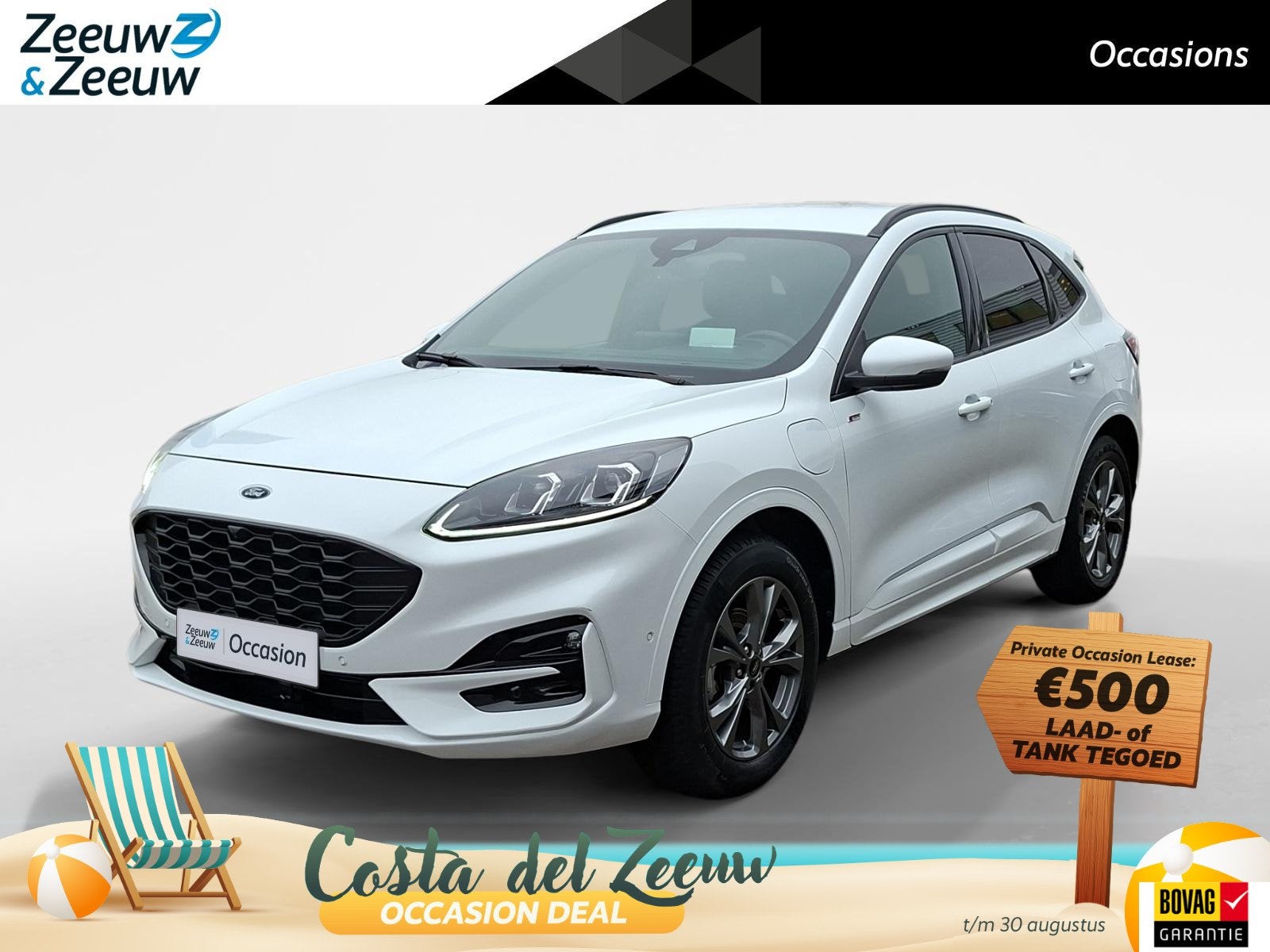 Ford Kuga 2.5 PHEV ST-Line | Stoel- stuur en voorruitverwarm, 12 maanden, Gebruikt, 4 cilinders, Wit