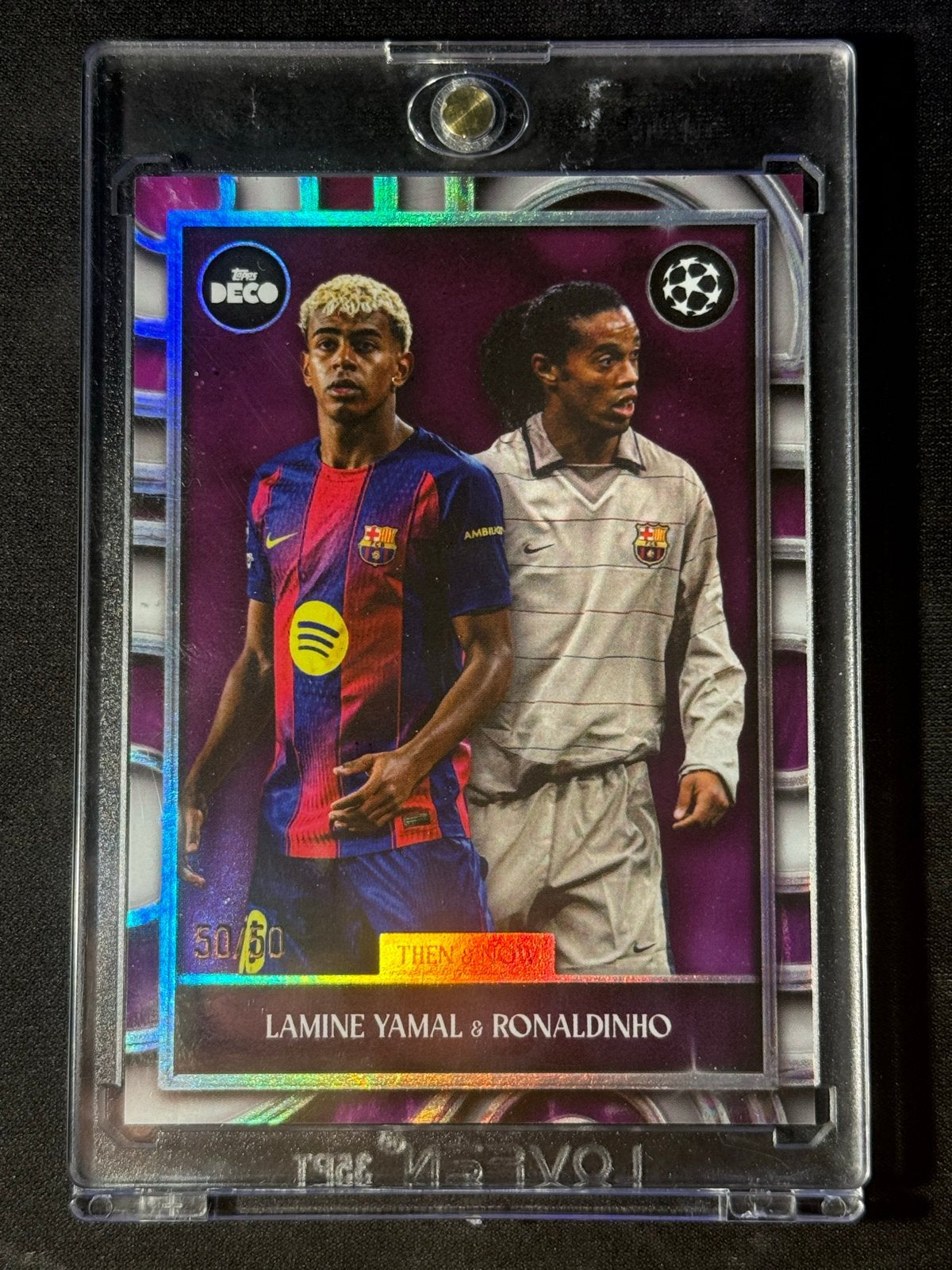 /50 Lamine Yamal & Ronaldinho FC Barcelona Topps Deco Kaart, Ophalen of Verzenden, Zo goed als nieuw, Buitenlandse clubs, Spelerskaart
