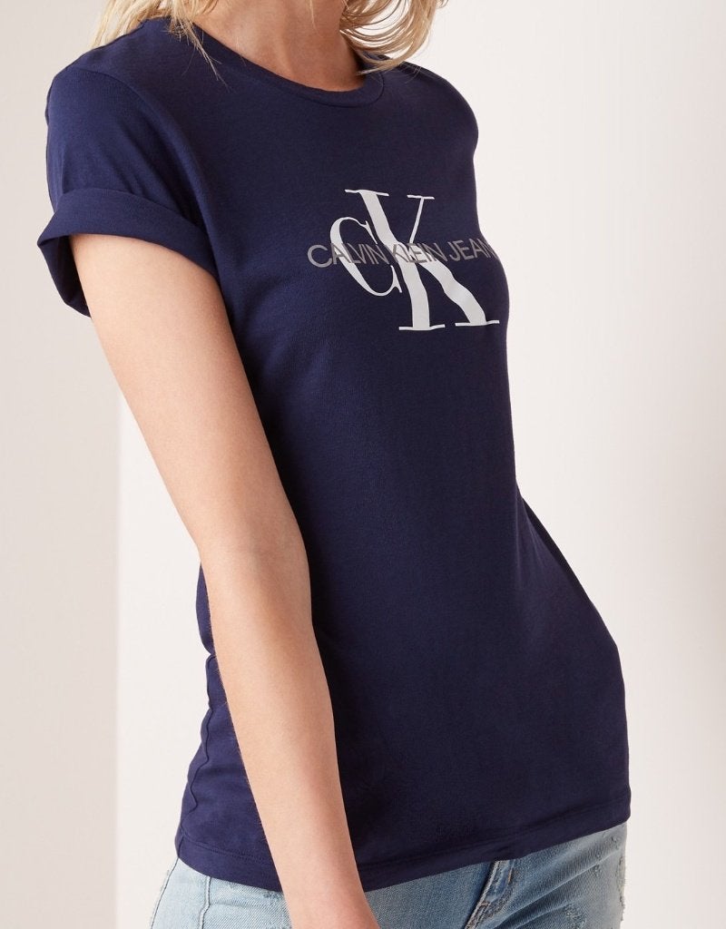 Calvin Klein blauwe Monogram t-shirt shirt maat XS, Blauw, Nieuw, Ophalen of Verzenden, Korte mouw