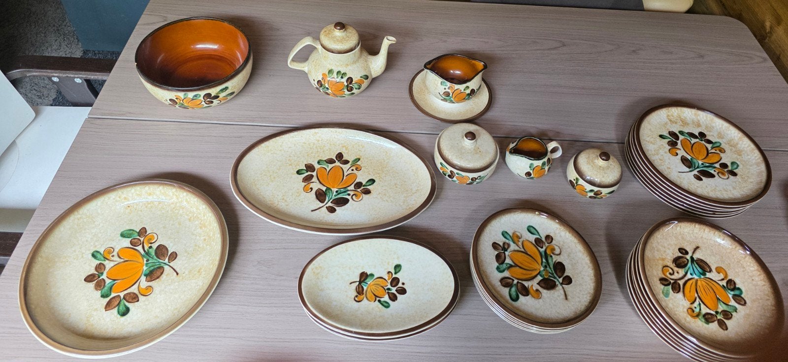 Vintage Boch Corfu servies set - handgeschilderd, Antiek en Kunst, Ophalen
