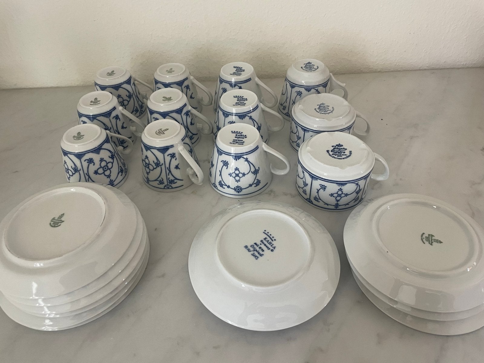 Jäger & Kahla Blau Saks Kopjes en Schotels - 12 stuks, Antiek en Kunst, Ophalen of Verzenden