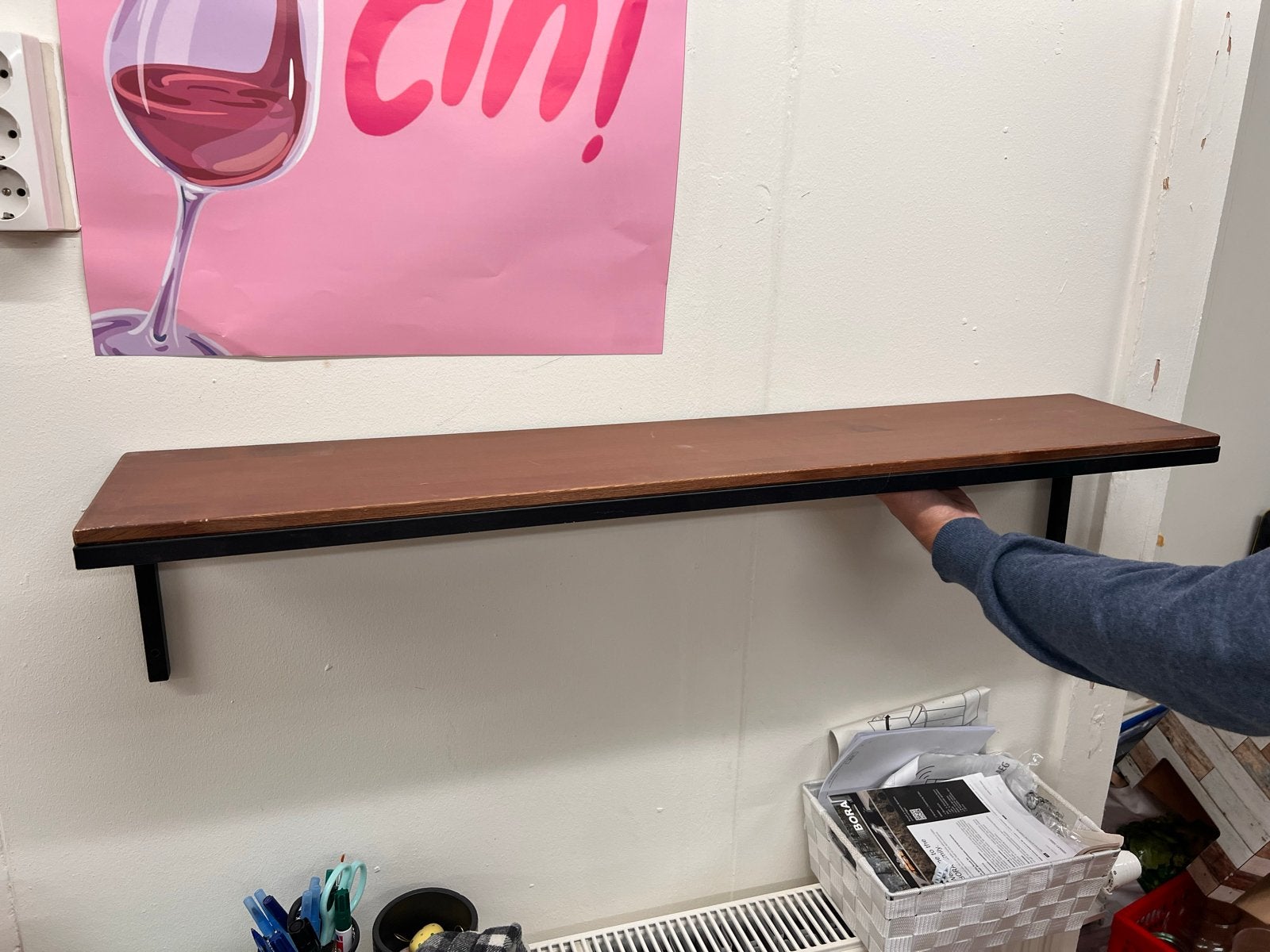 Ikea wandplank - 100x20cm - Bruin/Zwart, Ophalen, Gebruikt
