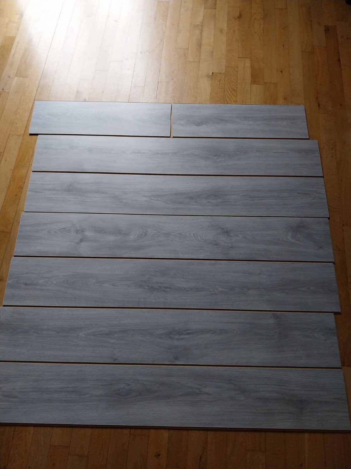 Restant klik laminaatvloer grijs eik 130x129 cm gratis, Ophalen, 50 tot 150 cm, Nieuw, Minder dan 5 m²