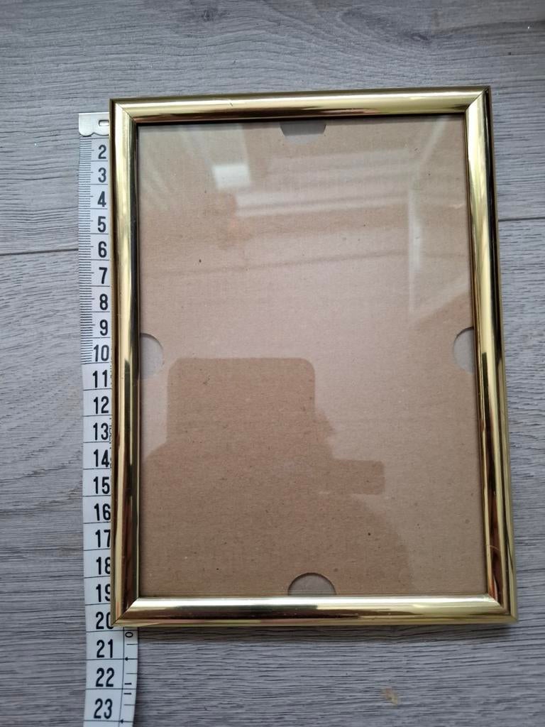 Gouden fotolijst (ca. 22x17 cm), Minder dan 50 cm, Gebruikt, Metaal of Aluminium, Ophalen of Verzenden
