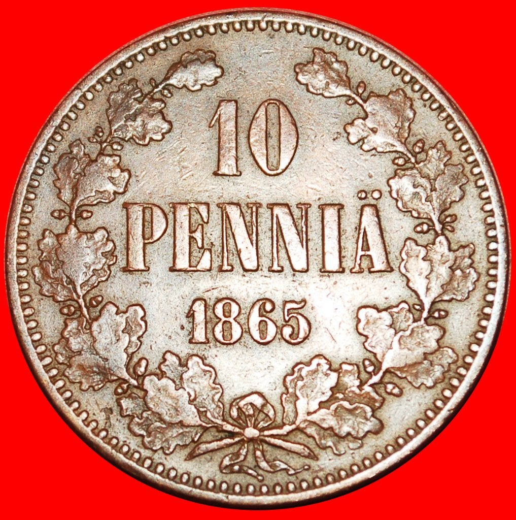 Ⰺ ALEXANDER II 1855-1881: FINLAND russia, USSR 10 PENCE 1865, Ophalen of Verzenden, Rusland, Losse munt