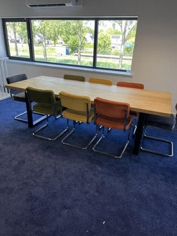 Grote eettafel / vergadertafel eiken blad, Huis en Inrichting, Tafels | Eettafels, Ophalen, 100 tot 150 cm, Eikenhout, 200 cm of meer