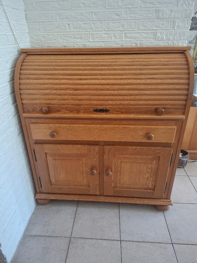 Blank Eiken Secretaire, Ophalen, Gebruikt, Vintage (begin jaren 80)