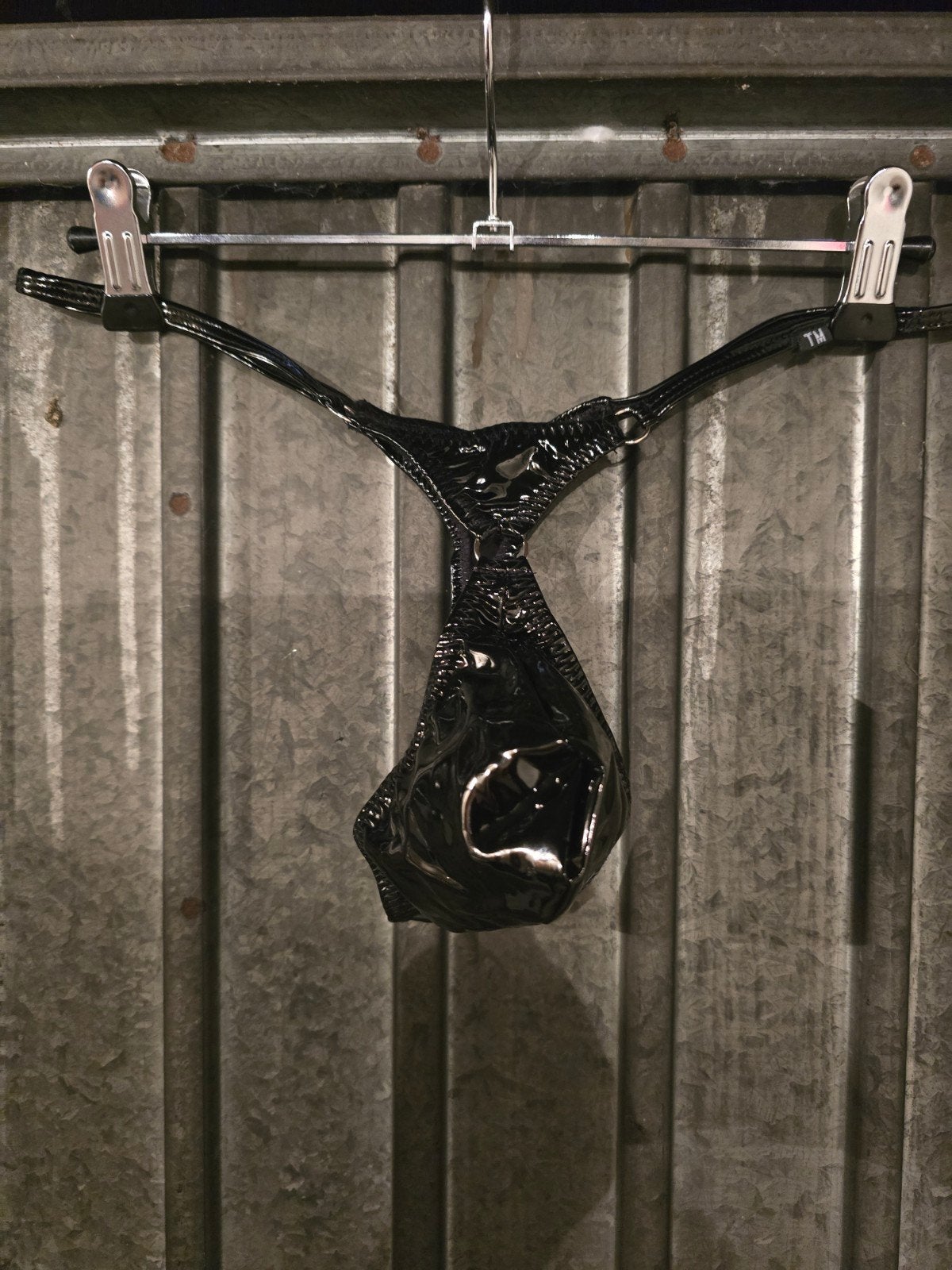 Zwarte glanzende string, Kleding | Heren, Ondergoed, Zwart, Verzenden