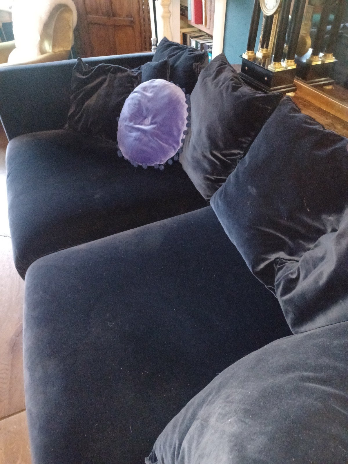 Ikea Stockholm donker blauw fluweel lounge/laapbank - Heerli, Ophalen, Gebruikt, 100 tot 125 cm, Driepersoons