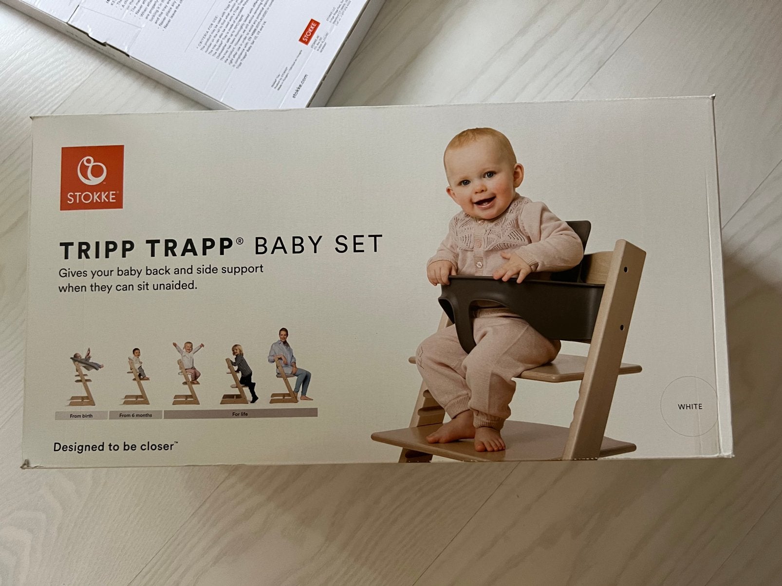 Stokke tripp trapp baby set + tray WIT, Ophalen, Zo goed als nieuw, Meegroeistoel