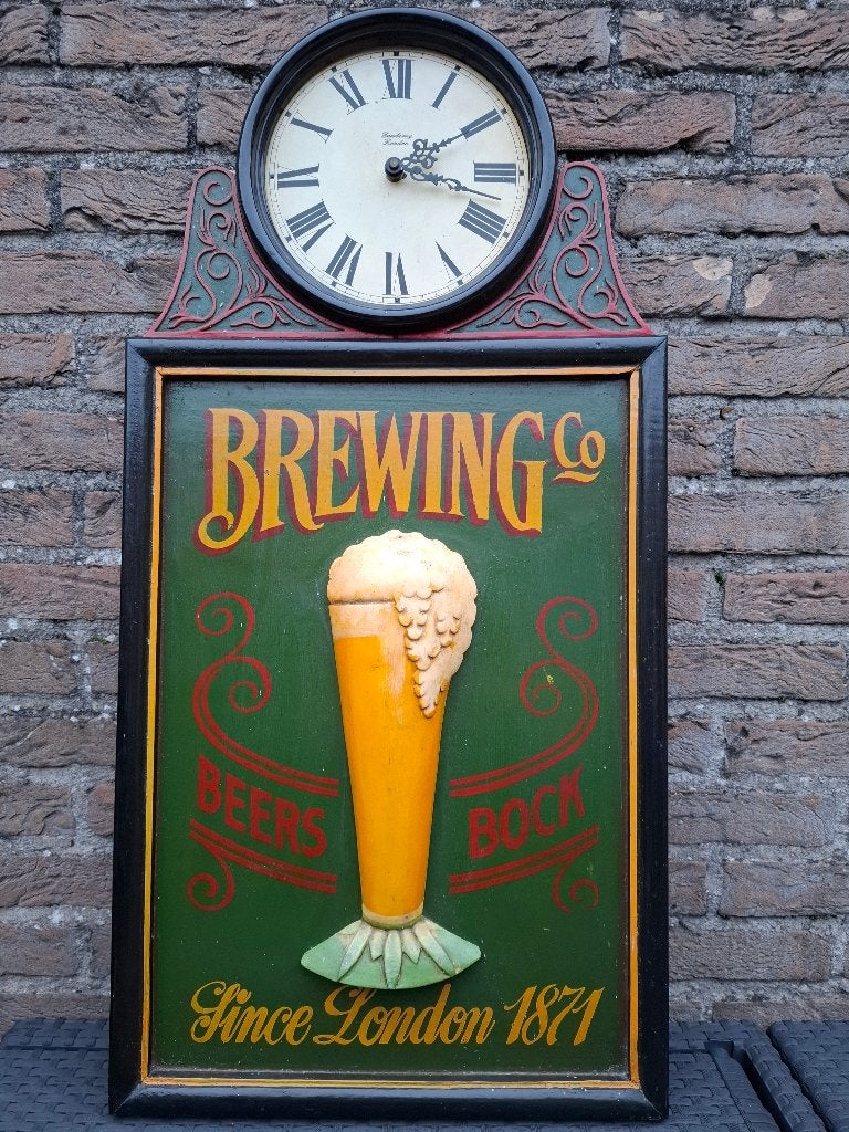 Authentiek houten pubbord Brewing Co Beers & bock, Ophalen of Verzenden, Nieuw, Reclamebord