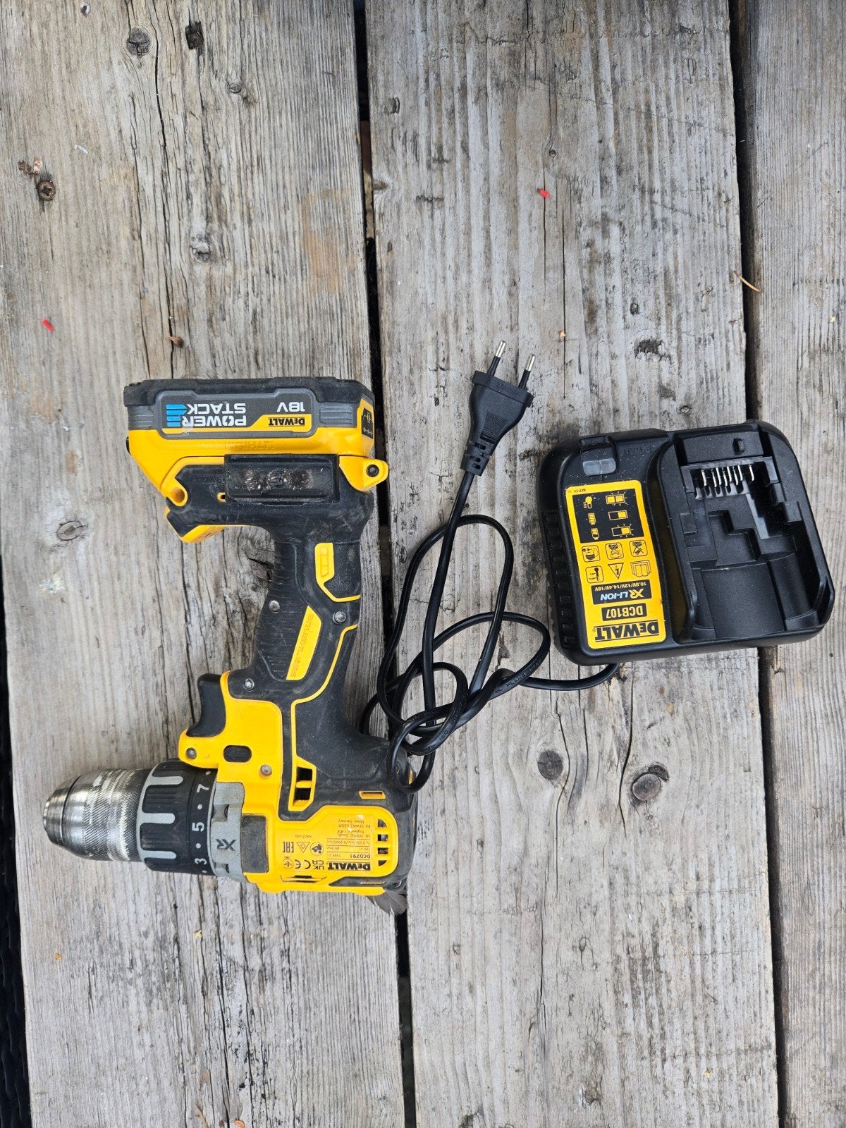 DeWalt DCD791 Boor-/Schroefmachine met Powerstack accu, Variabele snelheid, Ophalen of Verzenden, Boor- en Schroefmachine, Gebruikt