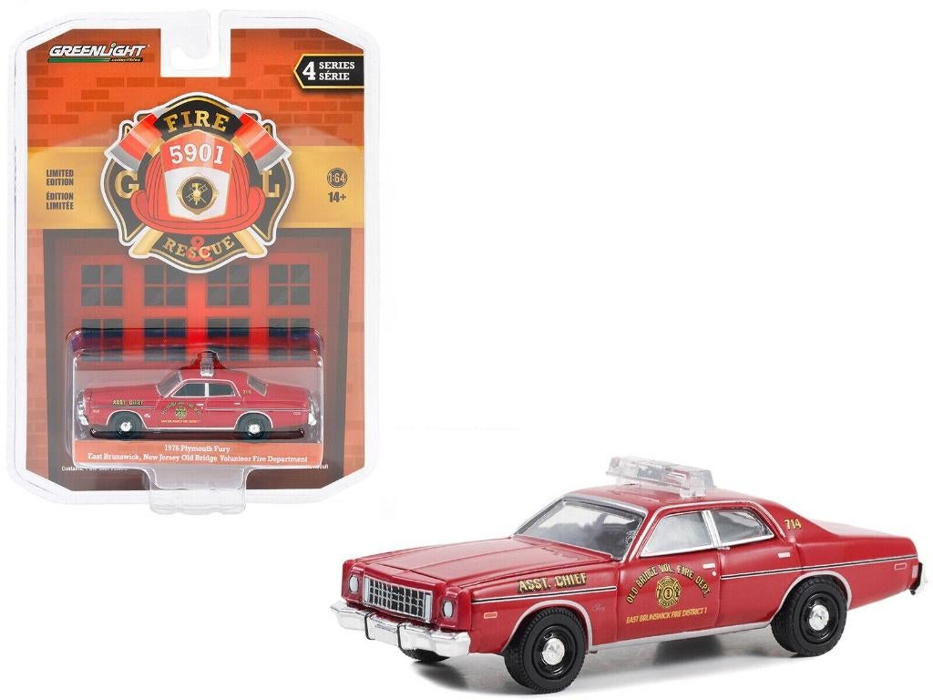 1976 Plymouth Fury van Greenlight 1/64 Fire department, Ophalen of Verzenden, Nieuw, Auto