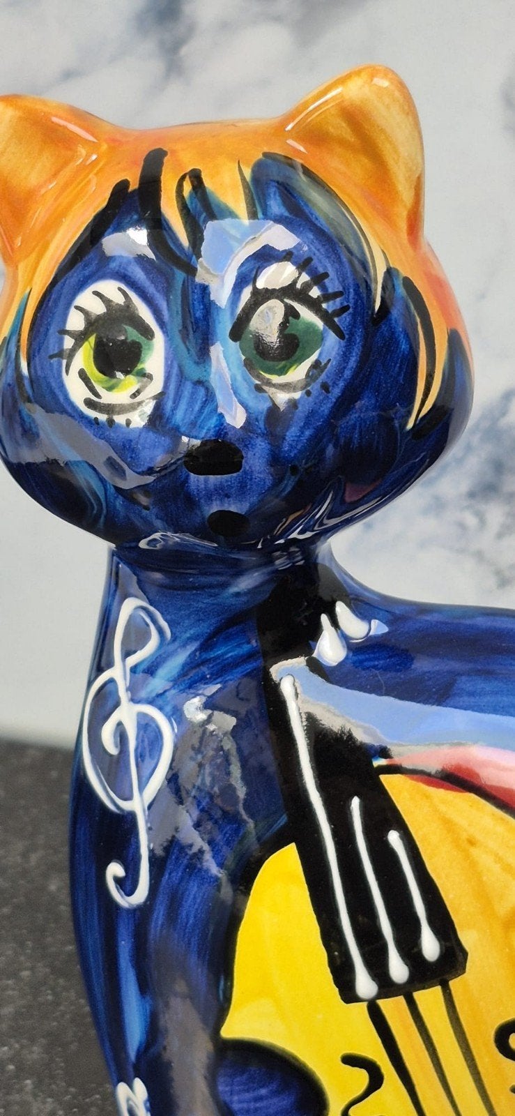 Handgeschilderd kattenbeeld van S.R. Turov, 21x12 cm, Verzamelen, Beelden en Beeldjes, Ophalen of Verzenden, Zo goed als nieuw