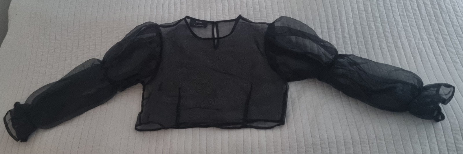 Bershka cropped transparant topje bloesje zwart maat s kerst, Kleding | Dames, Verzenden, Zwart, Bershka, Zo goed als nieuw