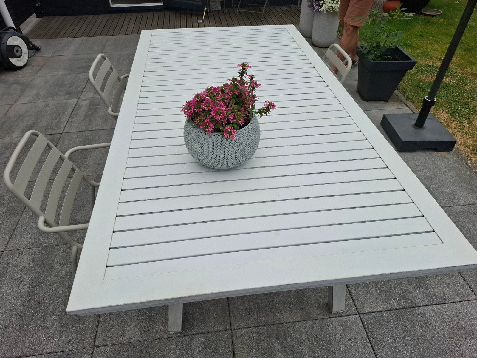 Witte aluminium tuintafel, Ophalen, Gebruikt, Rechthoekig, Aluminium