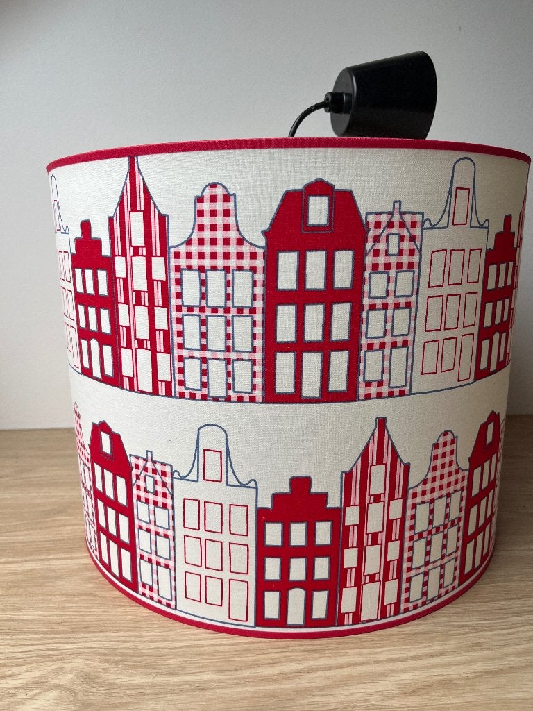 Lampenkap hanglamp Hollandse huisjes gebroken wit, rood,roze, Ophalen of Verzenden, Zo goed als nieuw