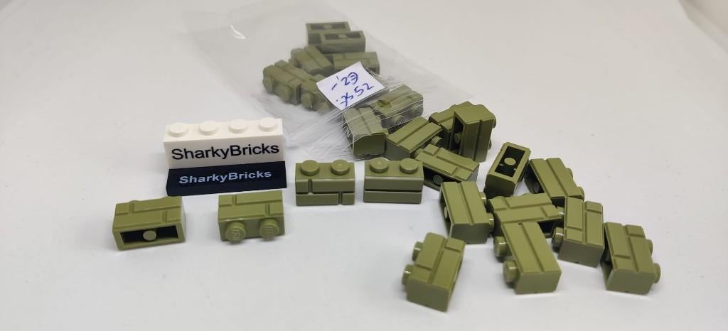 Lego 1x2 Masonry Brick Olive Green per 25 stuks (Nieuw), Lego Systems A/S, Overige thema's, Lego, Aastvej 1 7190 Billund Denemarken