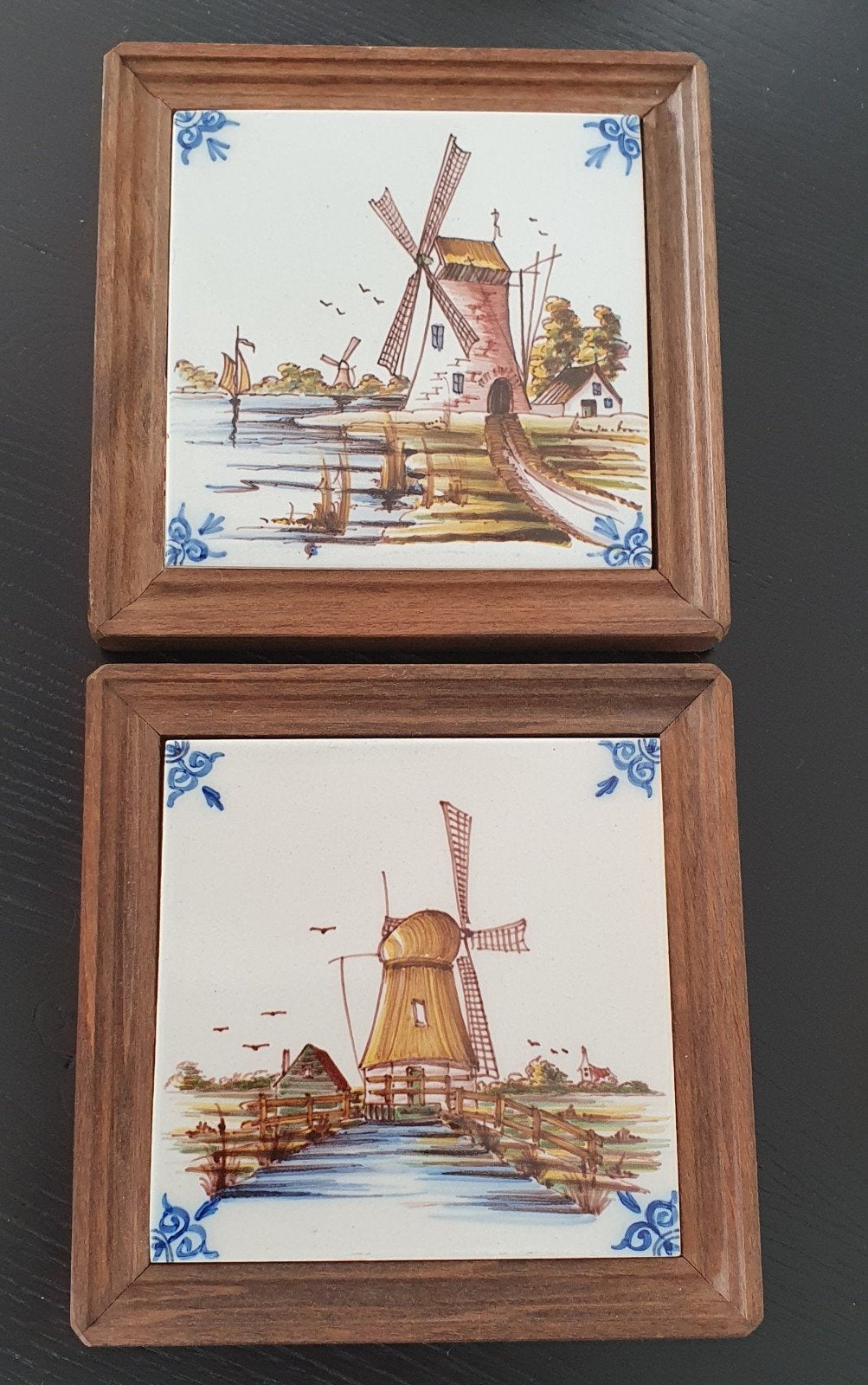 Set van 2 Harlingen Holland Delfts Blauw Windmolen Tegels, Ophalen of Verzenden