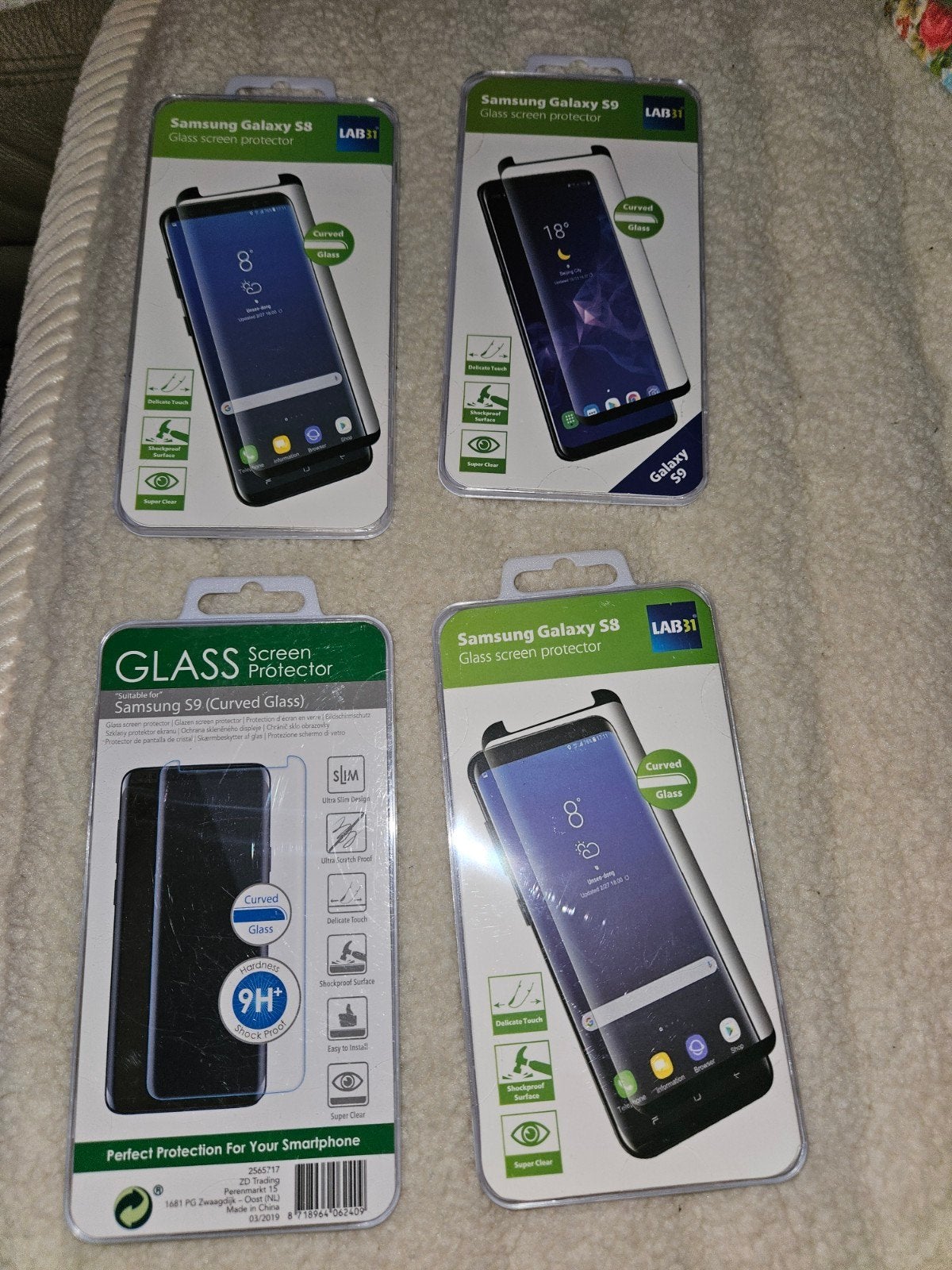 Samsung Galaxy S8/S9 Curved Glass Screenprotectors, Ophalen of Verzenden, Nieuw, Bescherming, Samsung