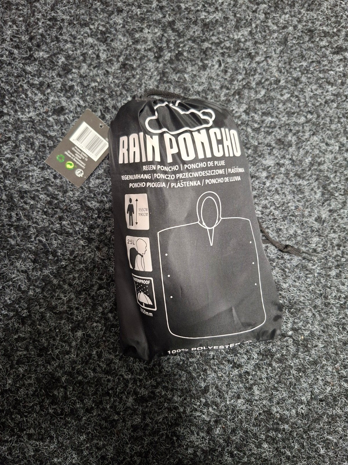 Nieuwe Zwarte Regenponcho - 100% Polyester, Caravans en Kamperen, Regenkleding, Ophalen of Verzenden, Nieuw, Regenpak, Dames