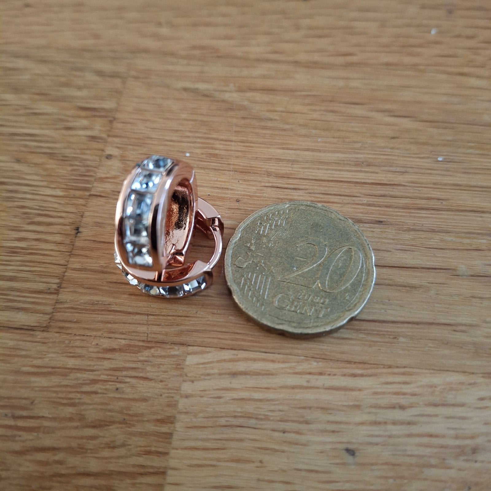 Elegante Roségouden Oorbellen met Strass, Overige materialen, Hangers, Verzenden, Zo goed als nieuw