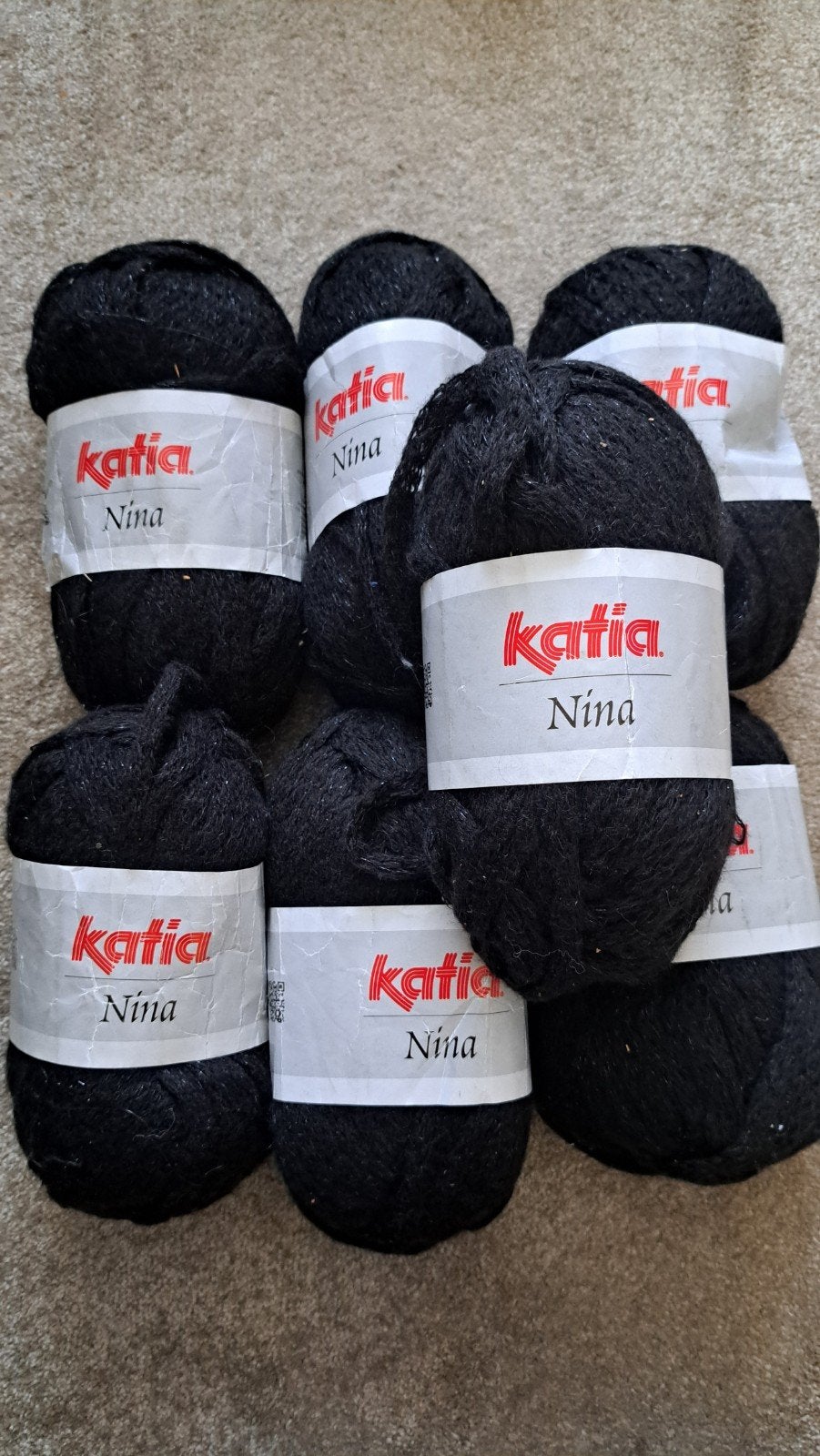 Katia Nina Zwart - 7 bollen met mohair, Ophalen of Verzenden, Zo goed als nieuw, Breien of Haken, Wol of Garen