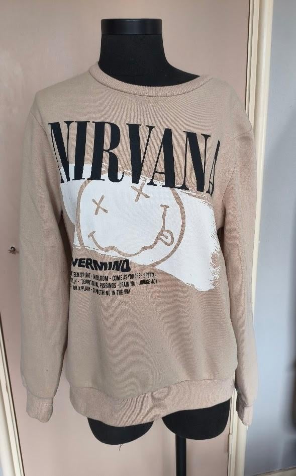 Lefties Nirvana dames sweater met opdruk, Beige, Ophalen of Verzenden, Maat 34 (XS) of kleiner, Gedragen