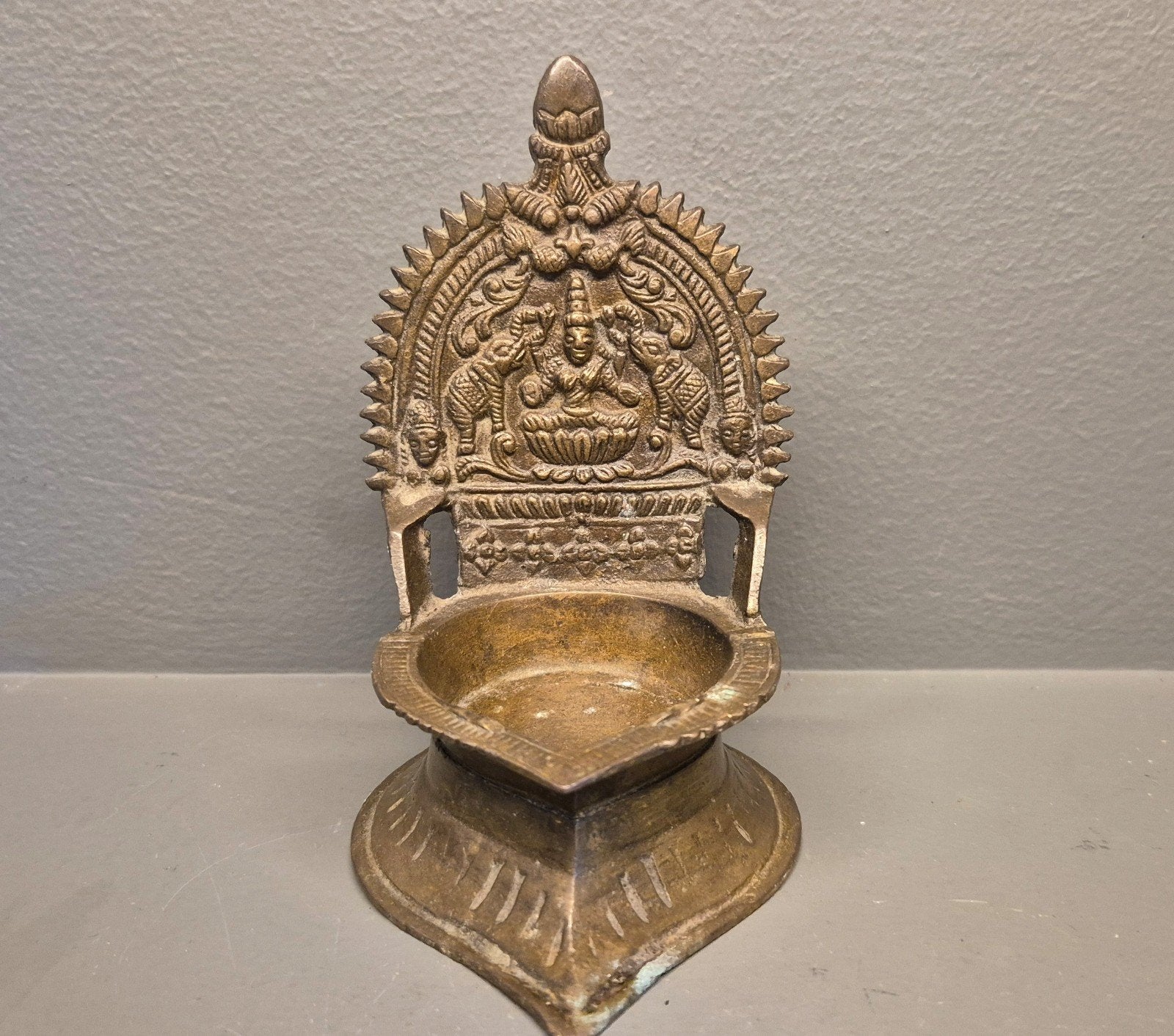 Bronzen olielamp met godenafbeelding - 12 cm, Ophalen of Verzenden, Brons