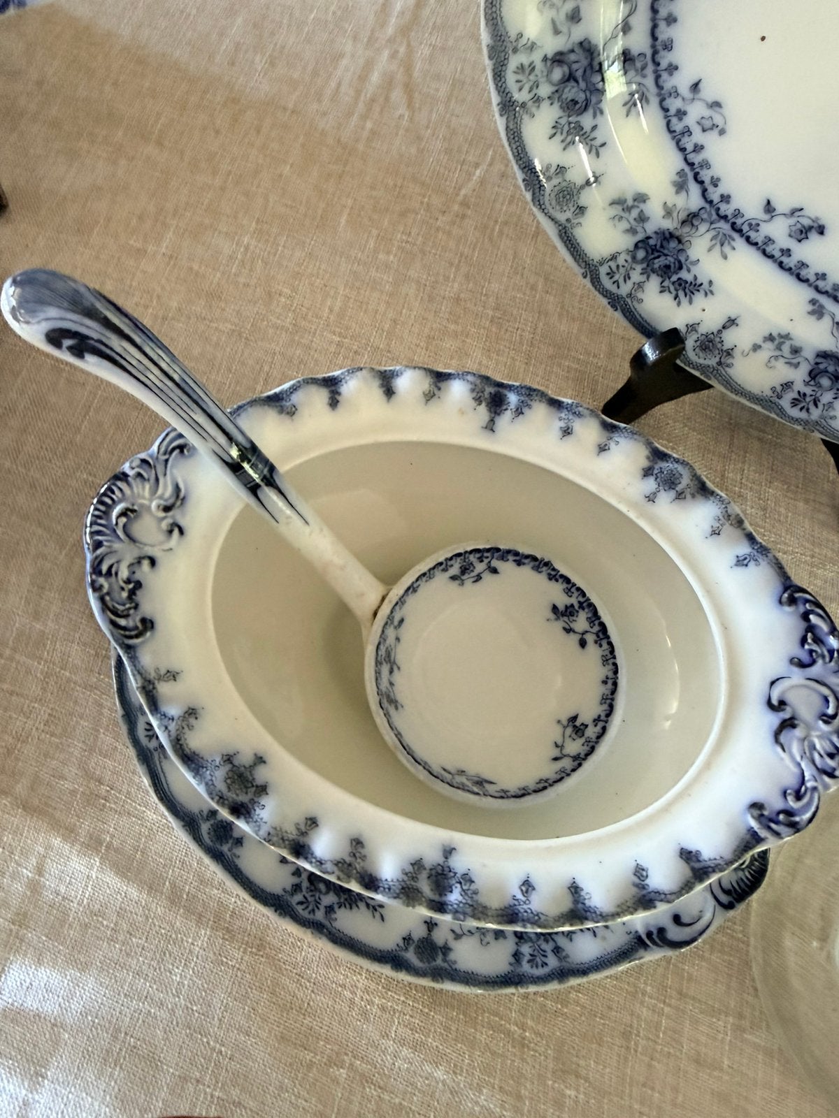Foto 6 van Furnivals Medina 1898 antiek blue servies 11 pers izgst