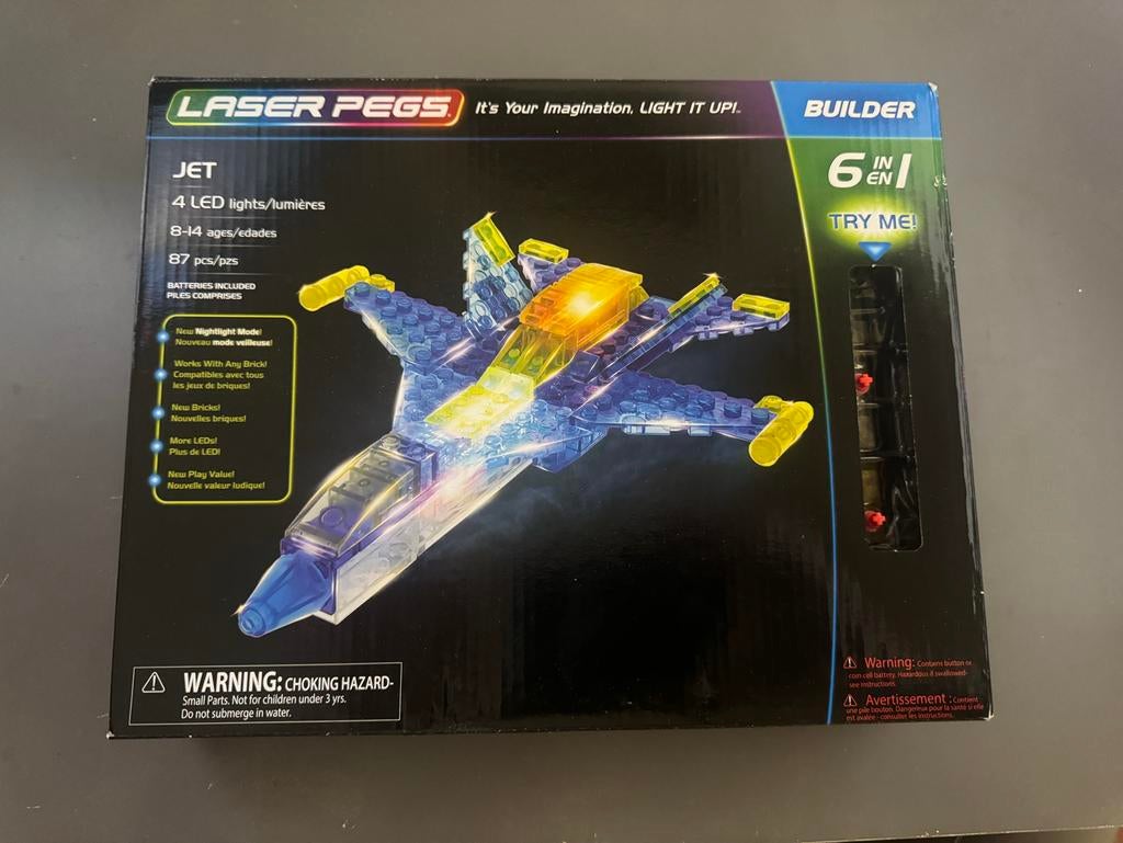 Laser Pegs Jet 6 In 1 Light Up Building Kit 87 Pieces Nieuw, Ophalen of Verzenden, Nieuw, Overige merken