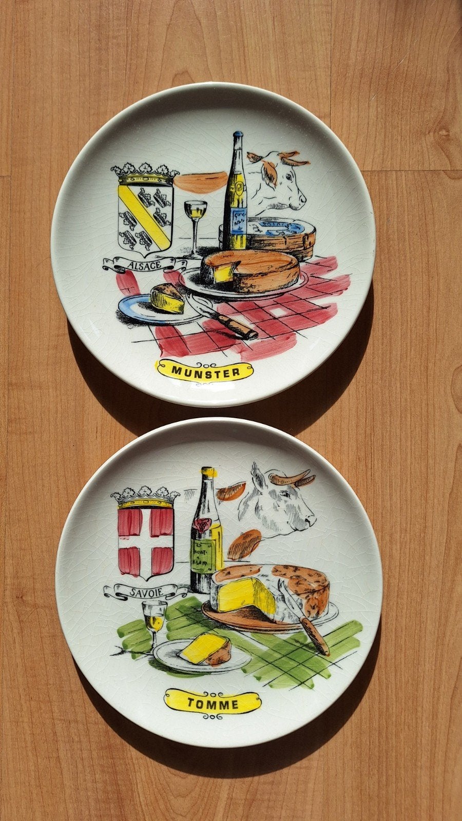 Vintage Franse Kaasborden - Munster & Tomme, Ophalen of Verzenden