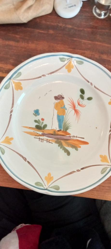 Set van 3 handgeschilderde Franse borden, Antiek en Kunst, Antiek | Wandborden en Tegels, Ophalen of Verzenden