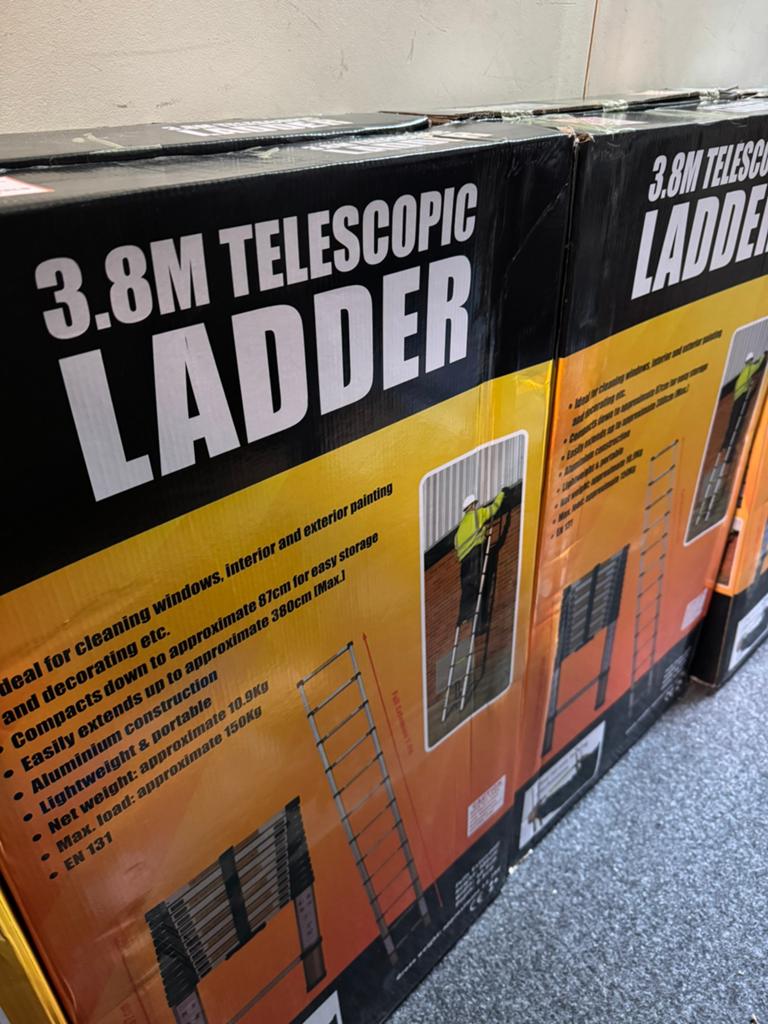 Telescoopladder Ladder Opvouwbaar Vouwladder Aluminium 3.8m, Nieuw, Ladder, 1045 AL, Contact@allstock.nl