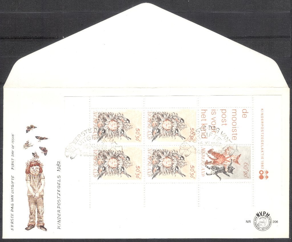 E206a - kind 1982 - blok, Postzegels en Munten, Postzegels | Eerstedagenveloppen, Verzenden, Onbeschreven, Nederland
