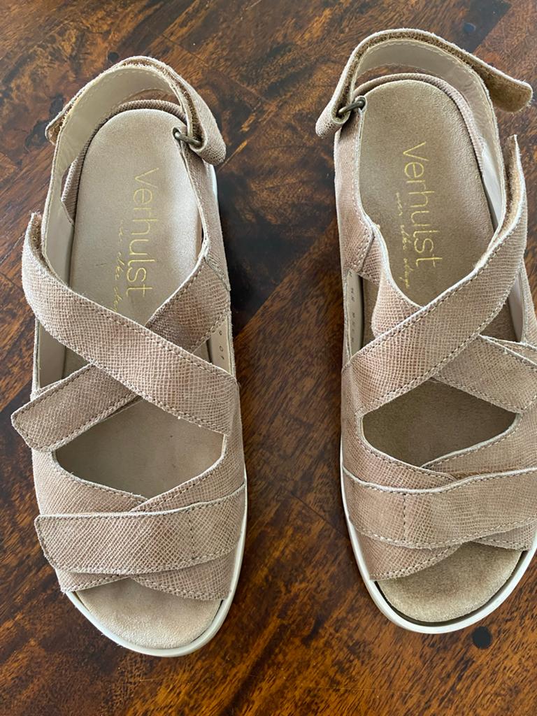 Verhulst sandalen maat 38.5, Ophalen of Verzenden, Zo goed als nieuw, Beige, Sandalen of Muiltjes