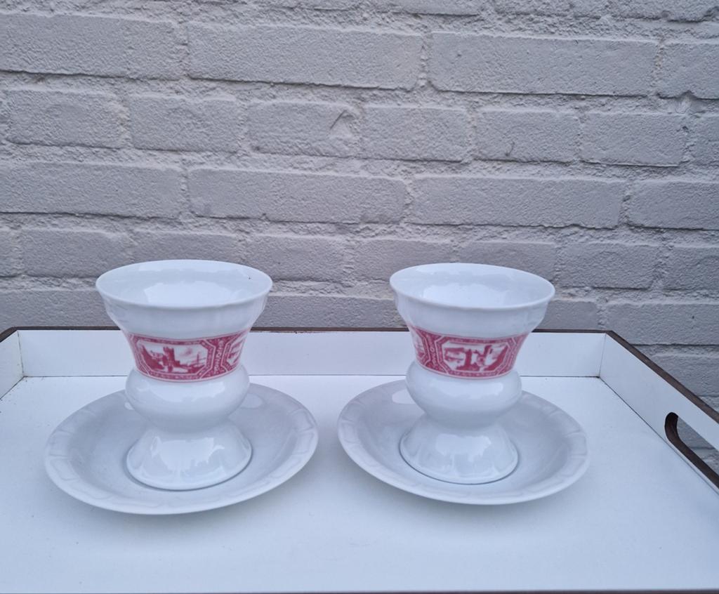Rüdesheimer 6 authentieke koffie bekers met schotels antiek, Ophalen of Verzenden
