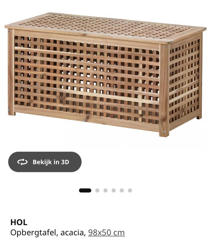 IKEA HOL Opbergtafel, acacia, 98x50 cm, Ophalen, Zo goed als nieuw