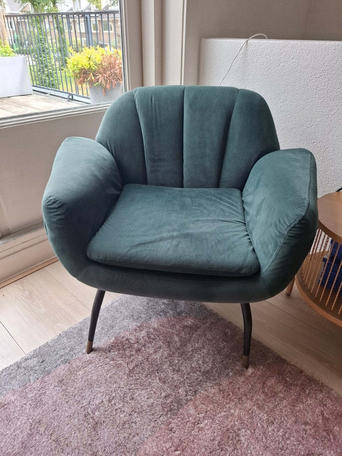 Abbey Chair Green Velvet - fauteuil, Ophalen, 75 tot 100 cm, Zo goed als nieuw, Stof